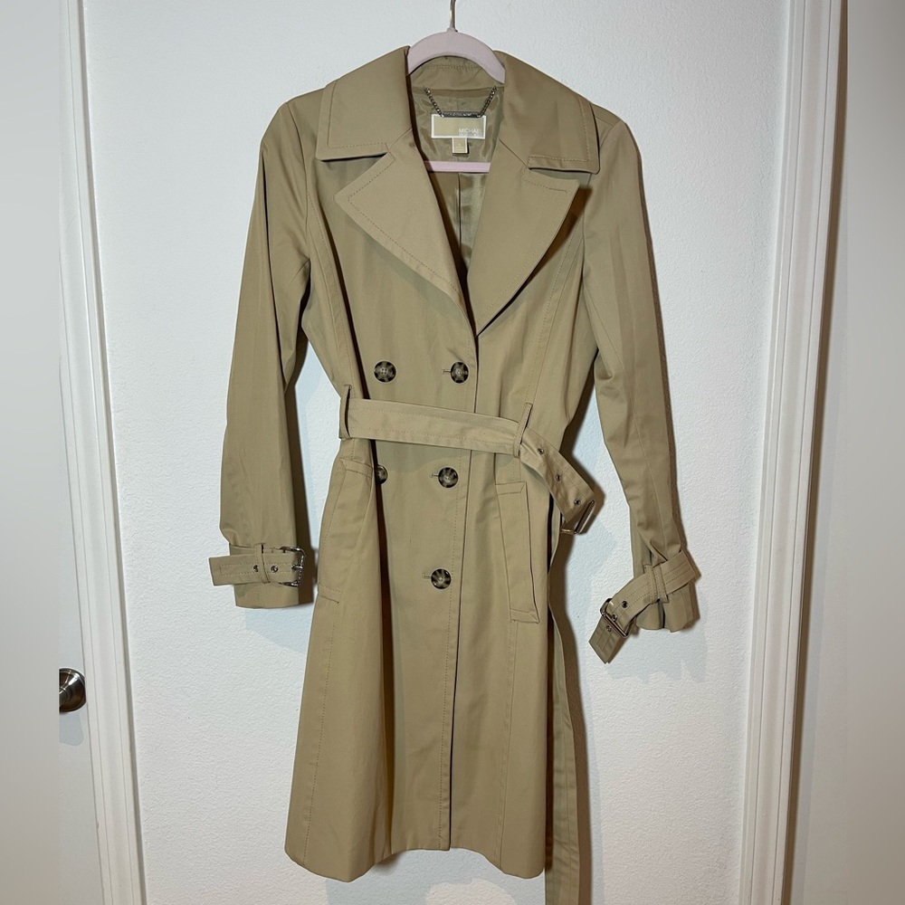 MICHAEL Michael Kors Tan Trench Coat with Belt